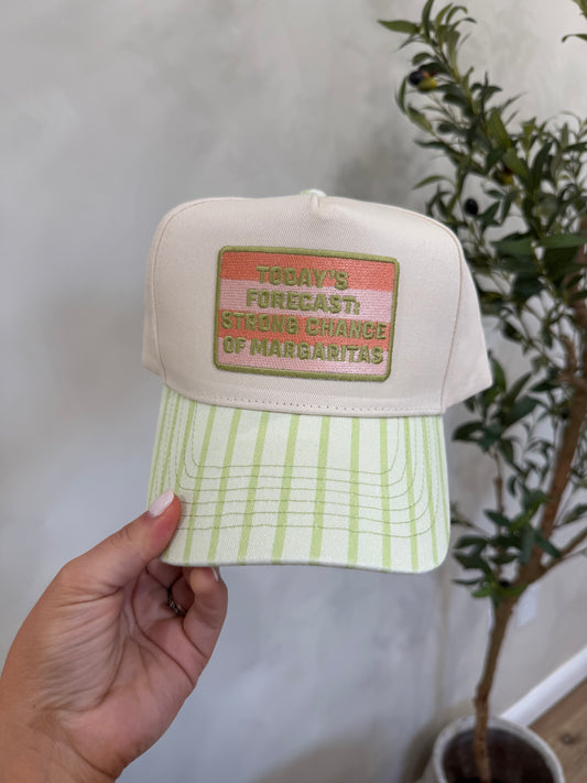 Strong Chance of Margaritas Hat - green stripe