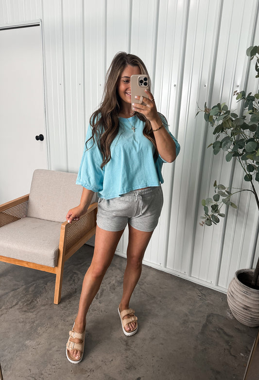 Bryson Slouchy Tee- Aqua Blue