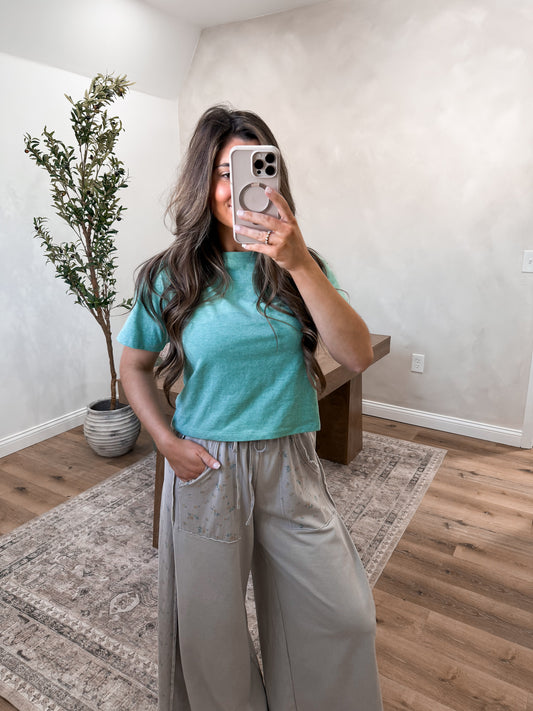 Boyfriend Cotton Crop Tee - green