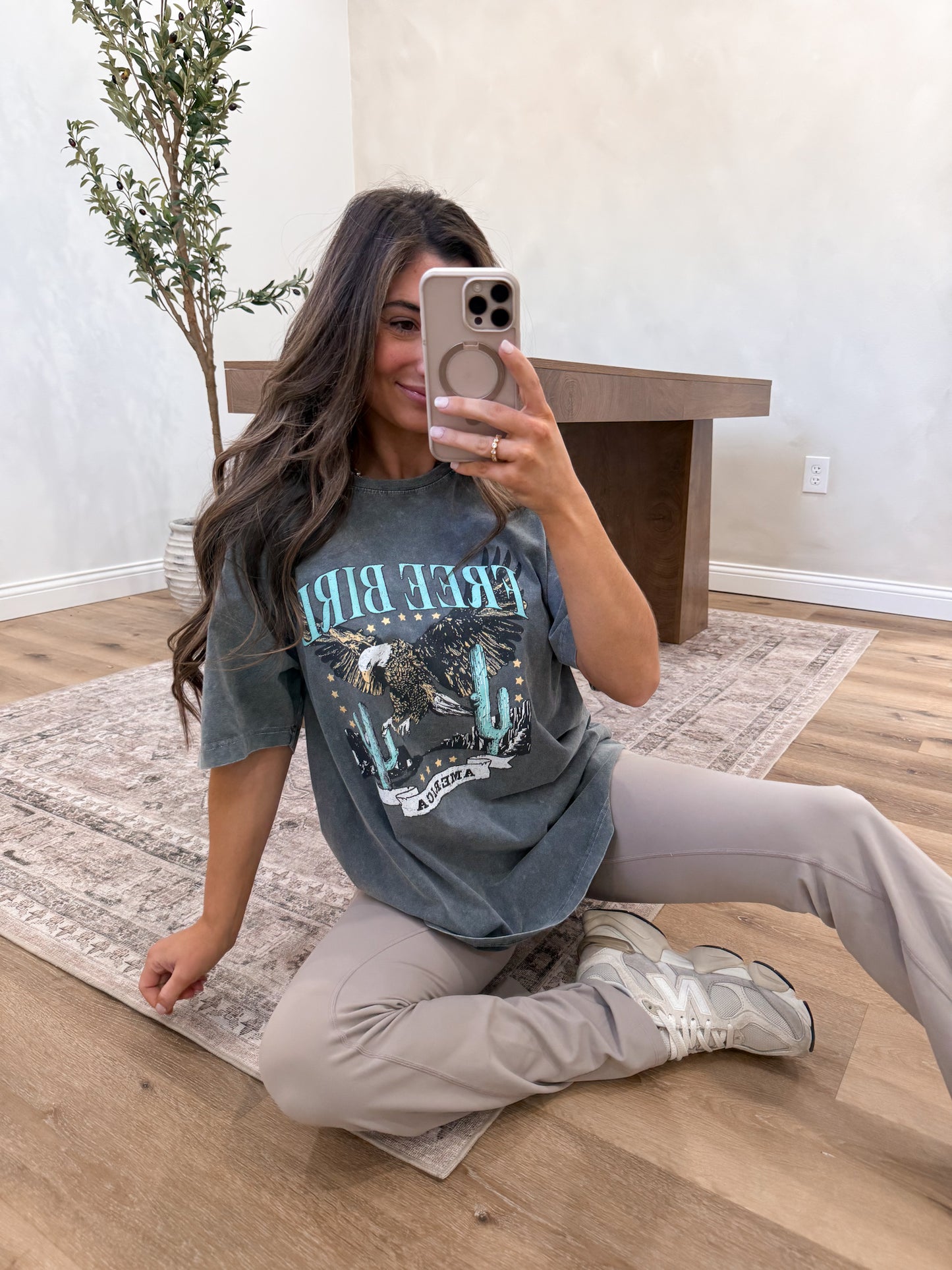 Free Bird Graphic Tee- denim