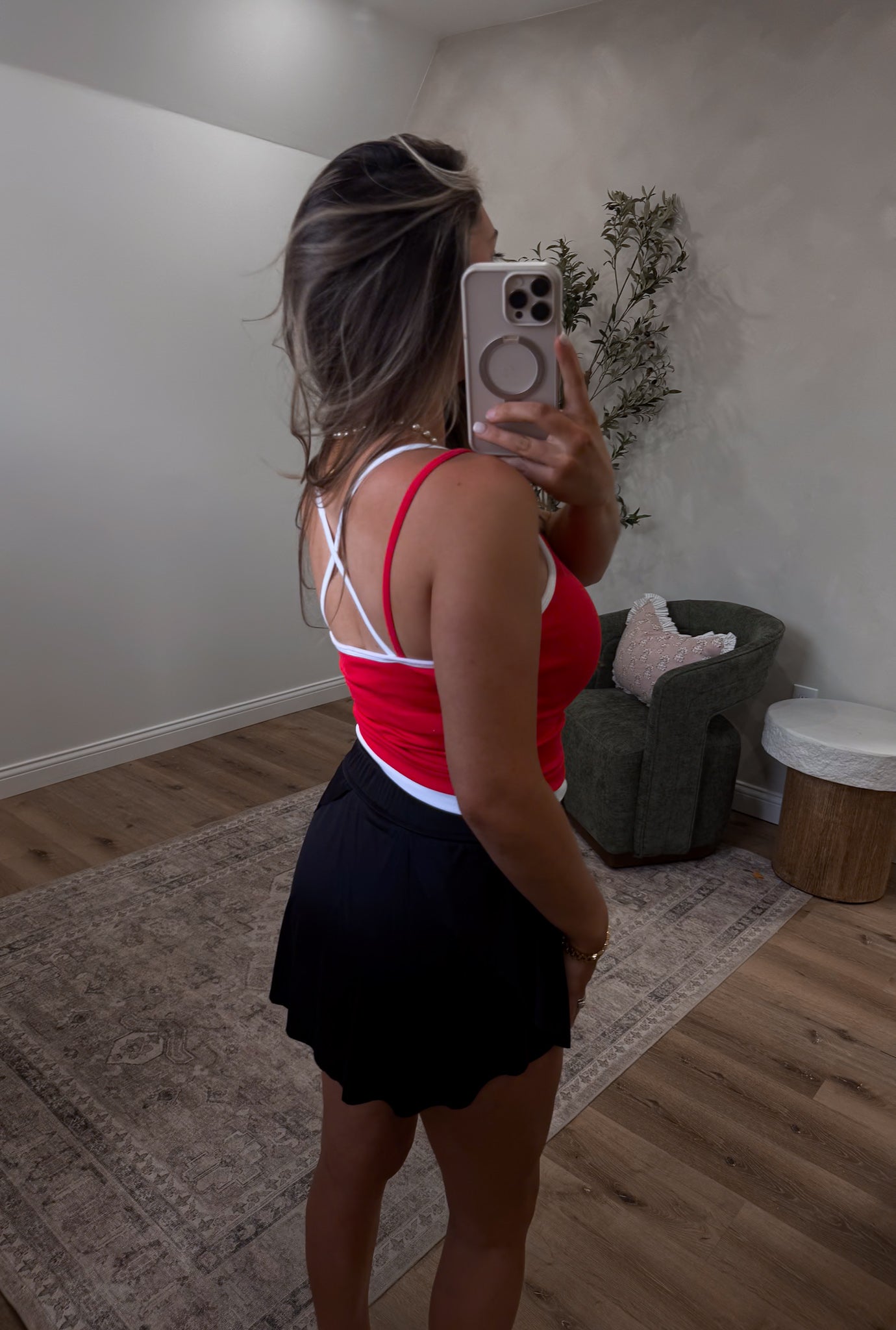 Cherry Pop Contrast Halter Top - red/white