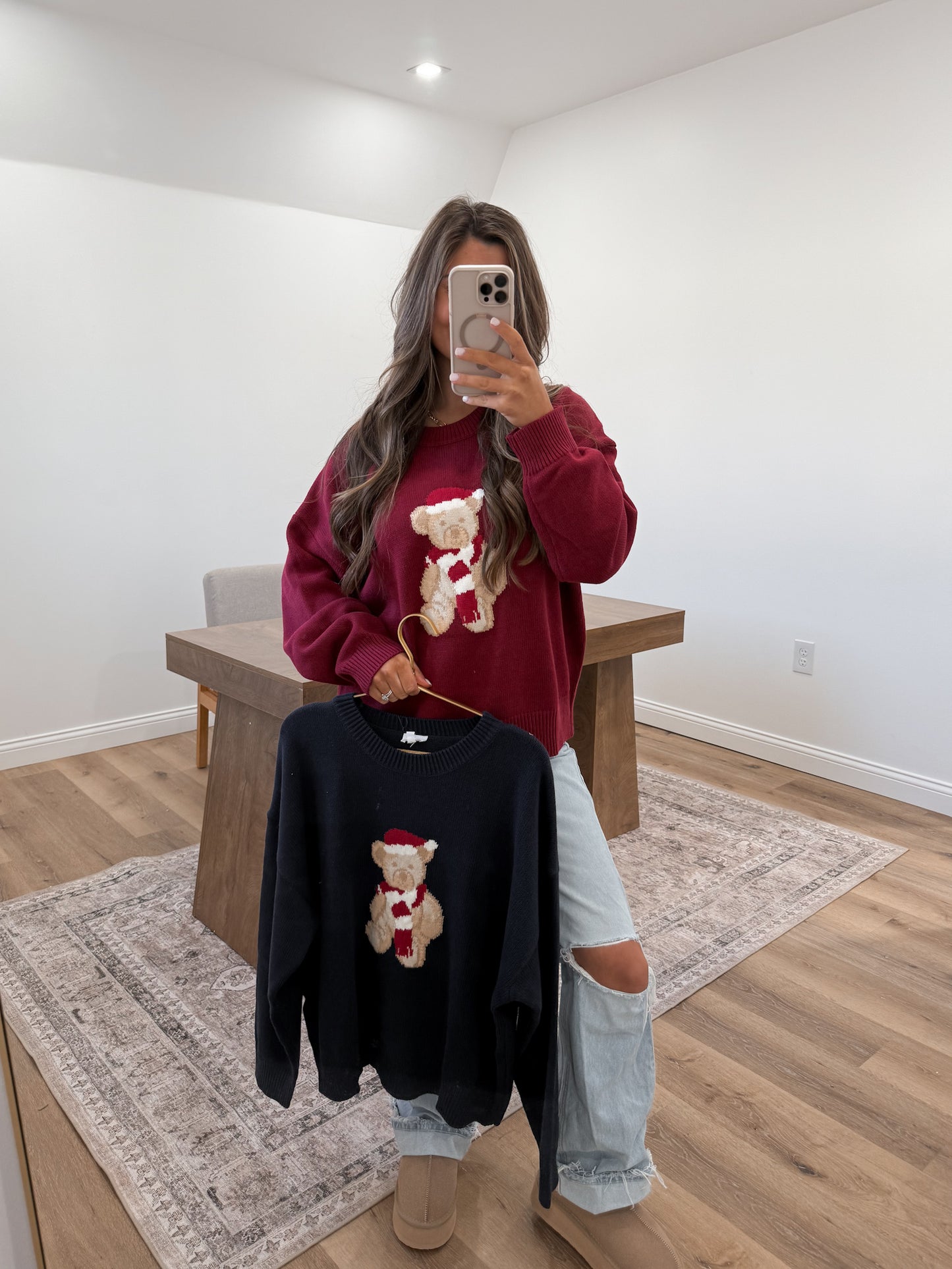 'santa Teddy Bear' Graphic Sweater - 2 colors!