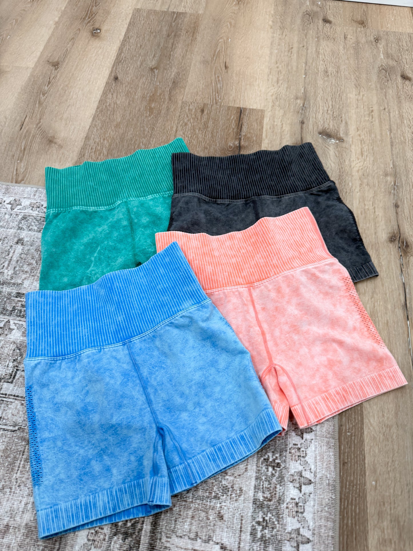 The Nova Washed High Waisted Biker Shorts - green