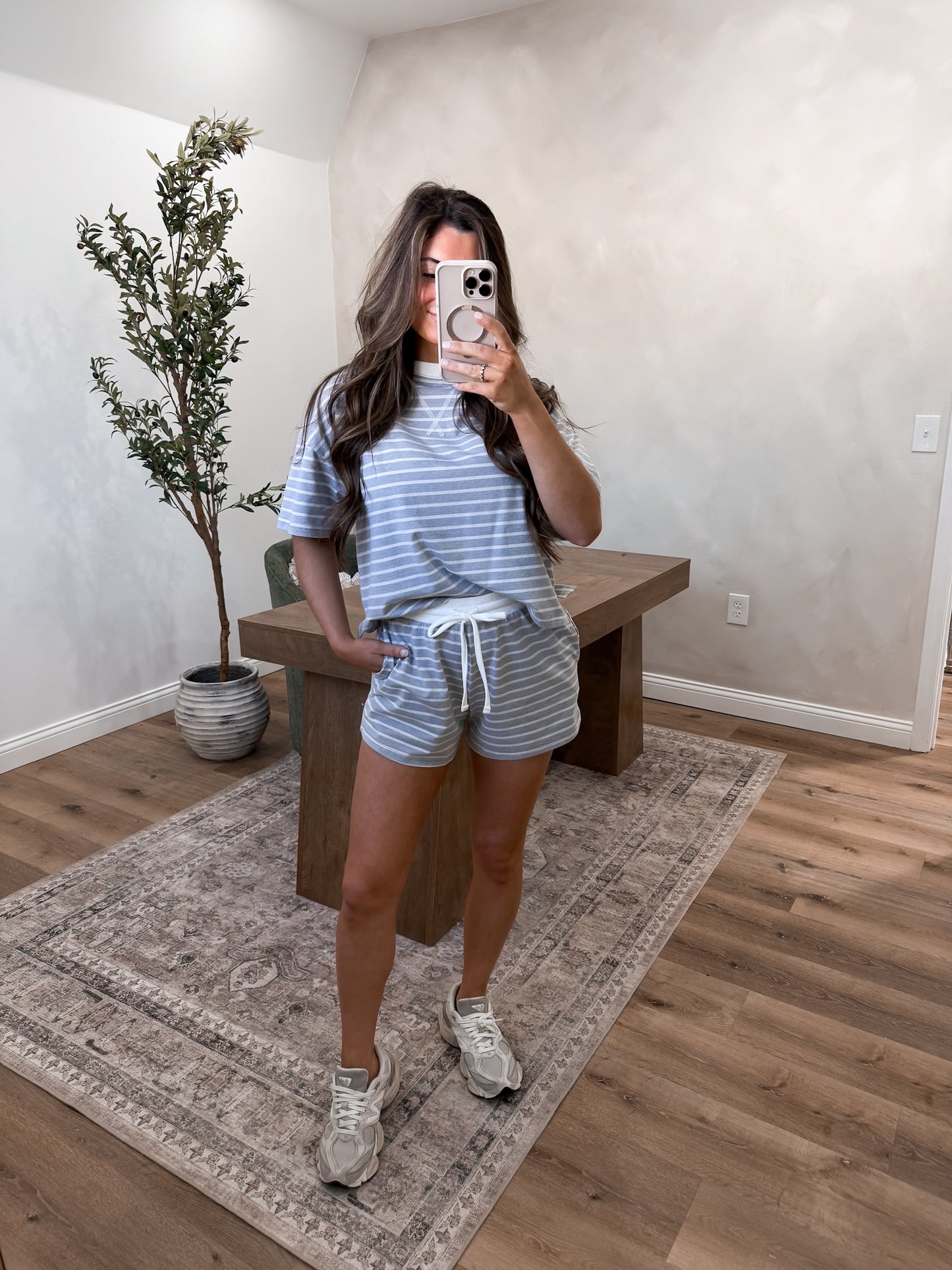 Sugar Stripe Grey Lounge Set