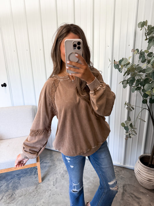 Mocha Muse Vintage Lace Pullover