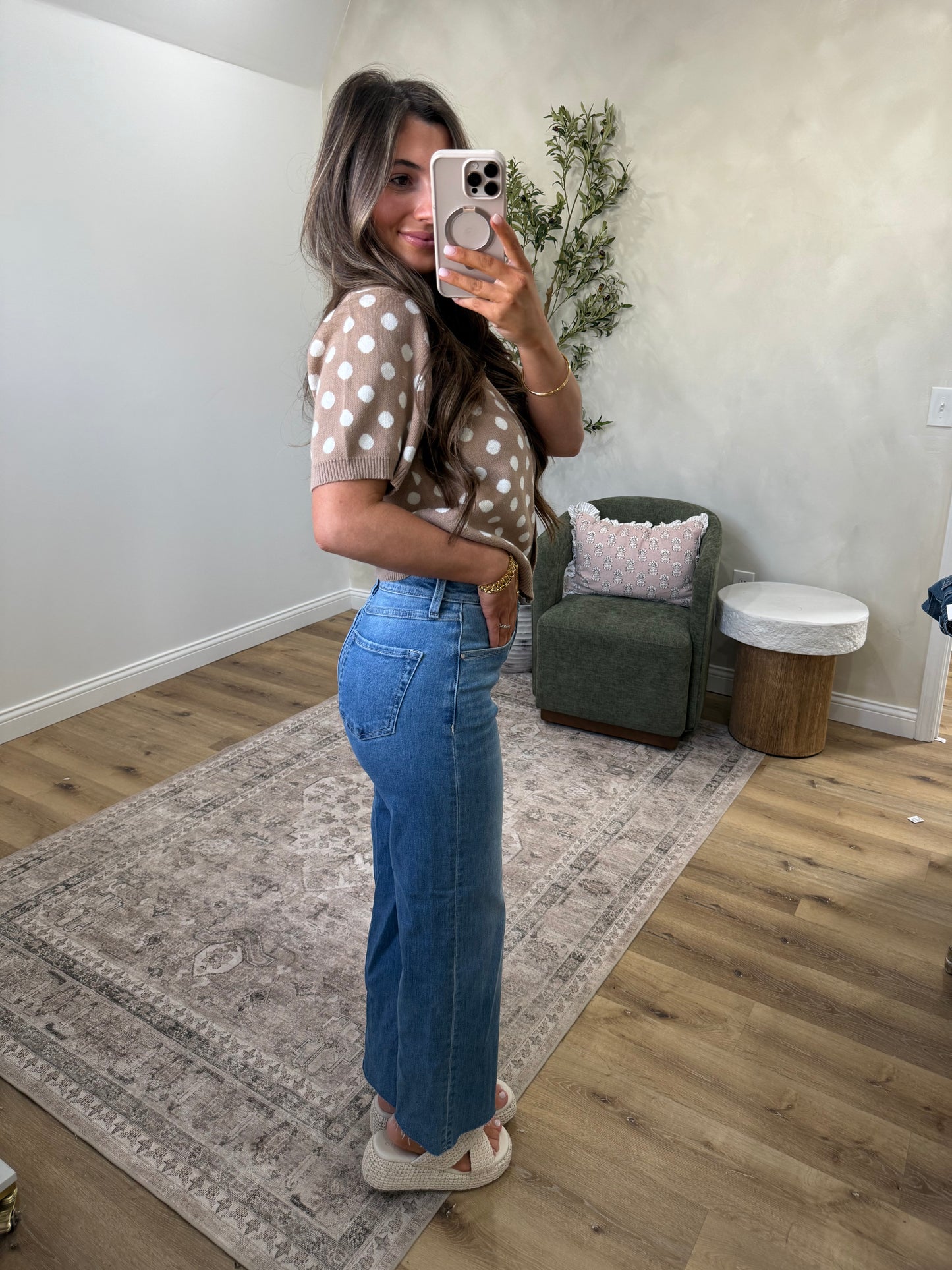 Tummy Control High Rise Crop Wide Leg Jeans - Medium