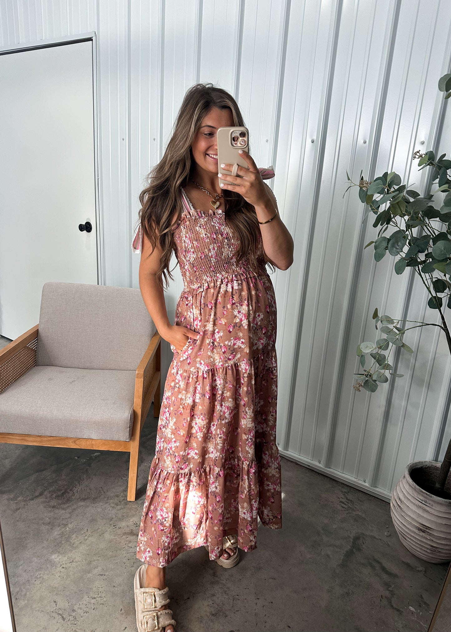 Pink Latte Floral Maxi Dress