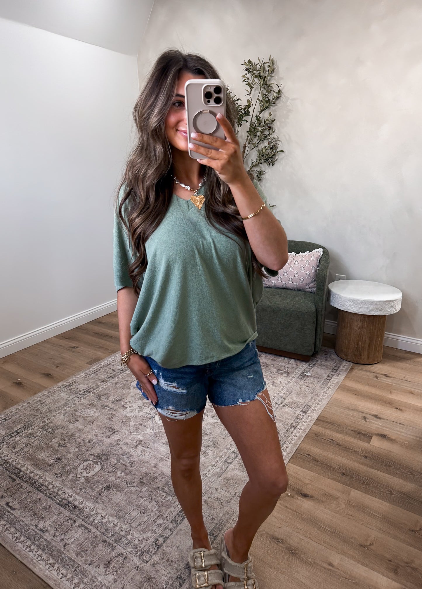 Vera V-Neck top - sage