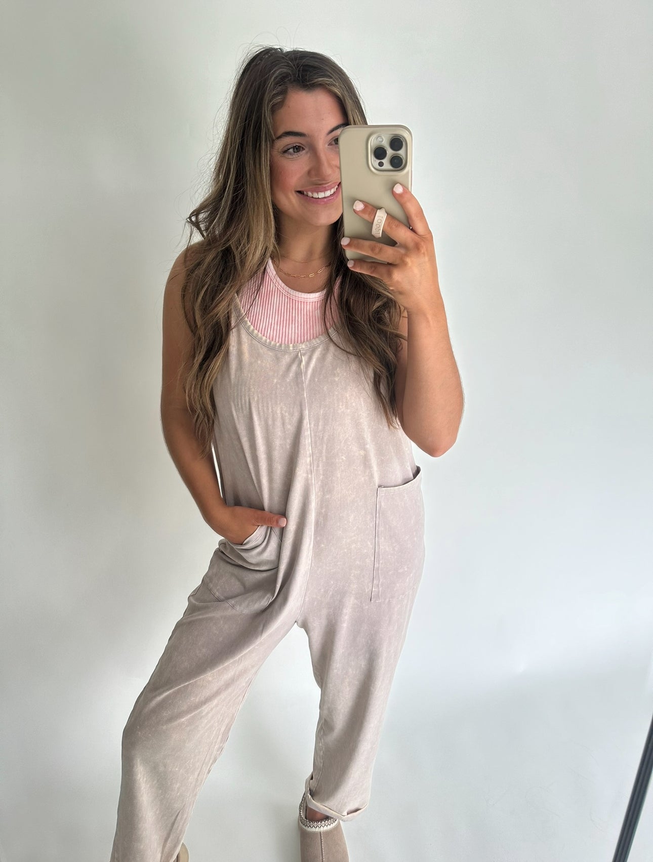 Staple Mineral Wash Jumpsuit - Ash Mocha