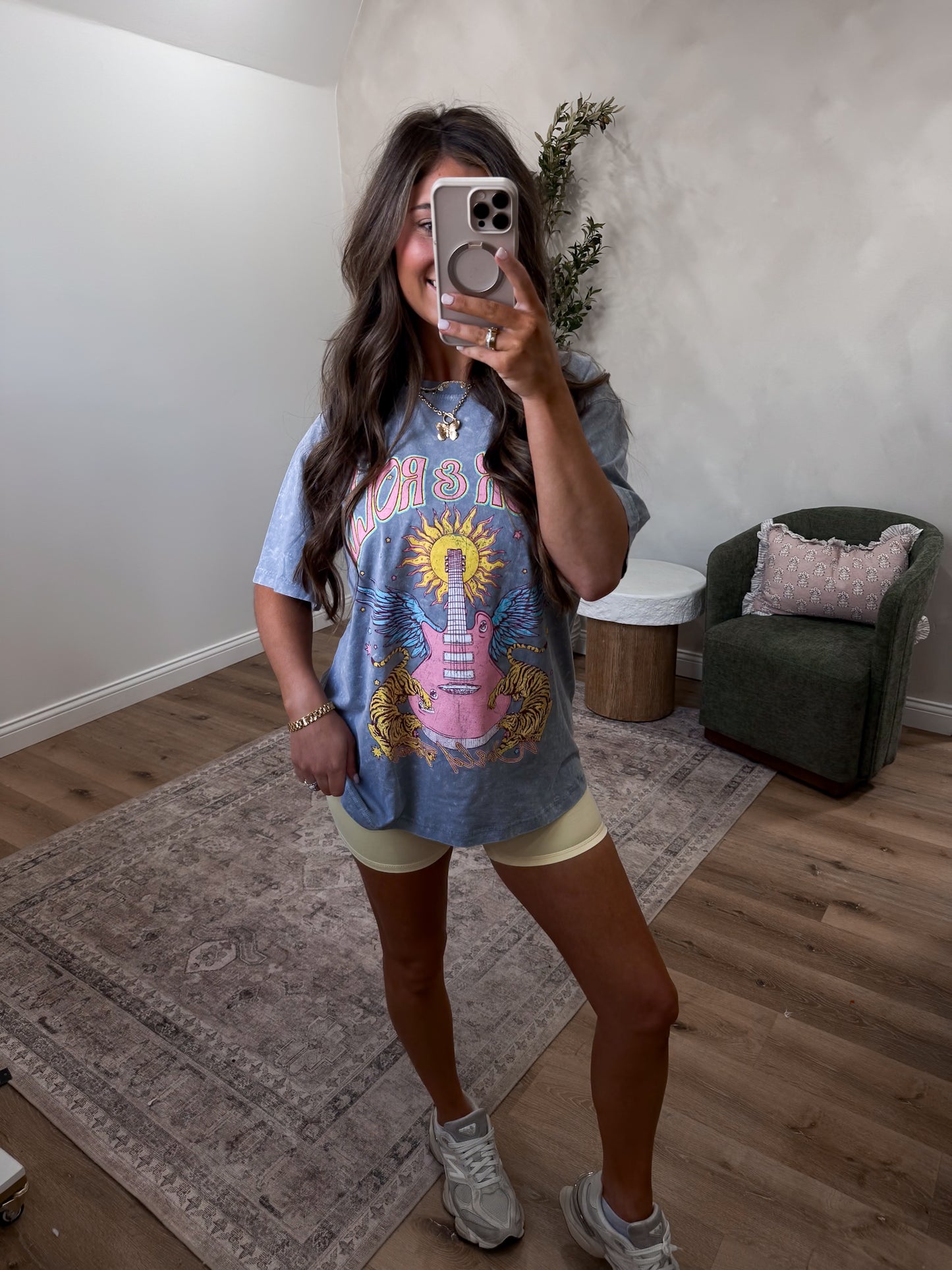 Guitar Rock N Roll Graphic Tee - denim