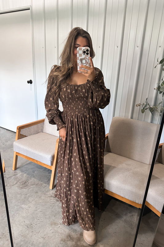 Mocha Floral Maxi Dress