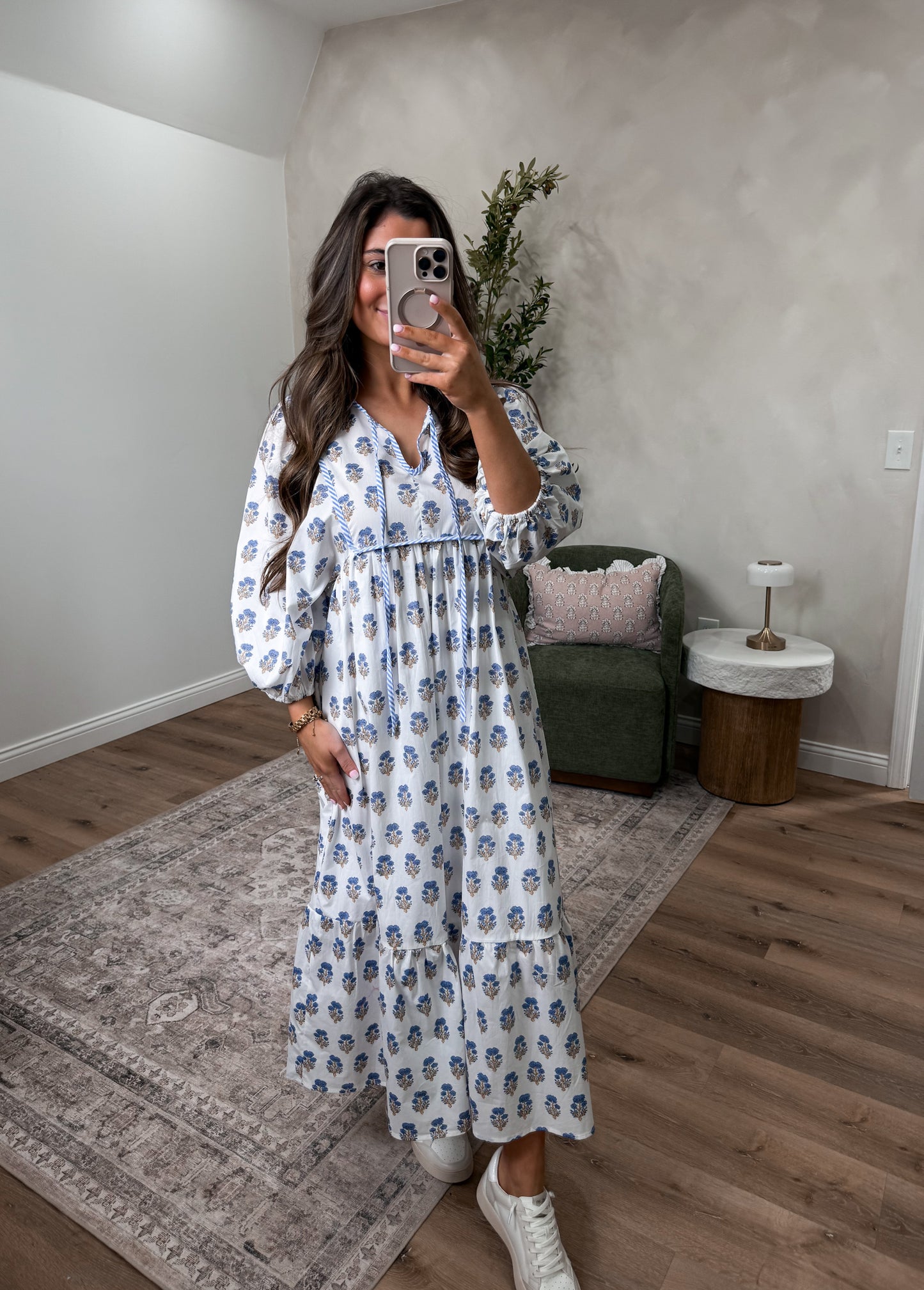 Pure Joy Printed Midi Dress - white mix