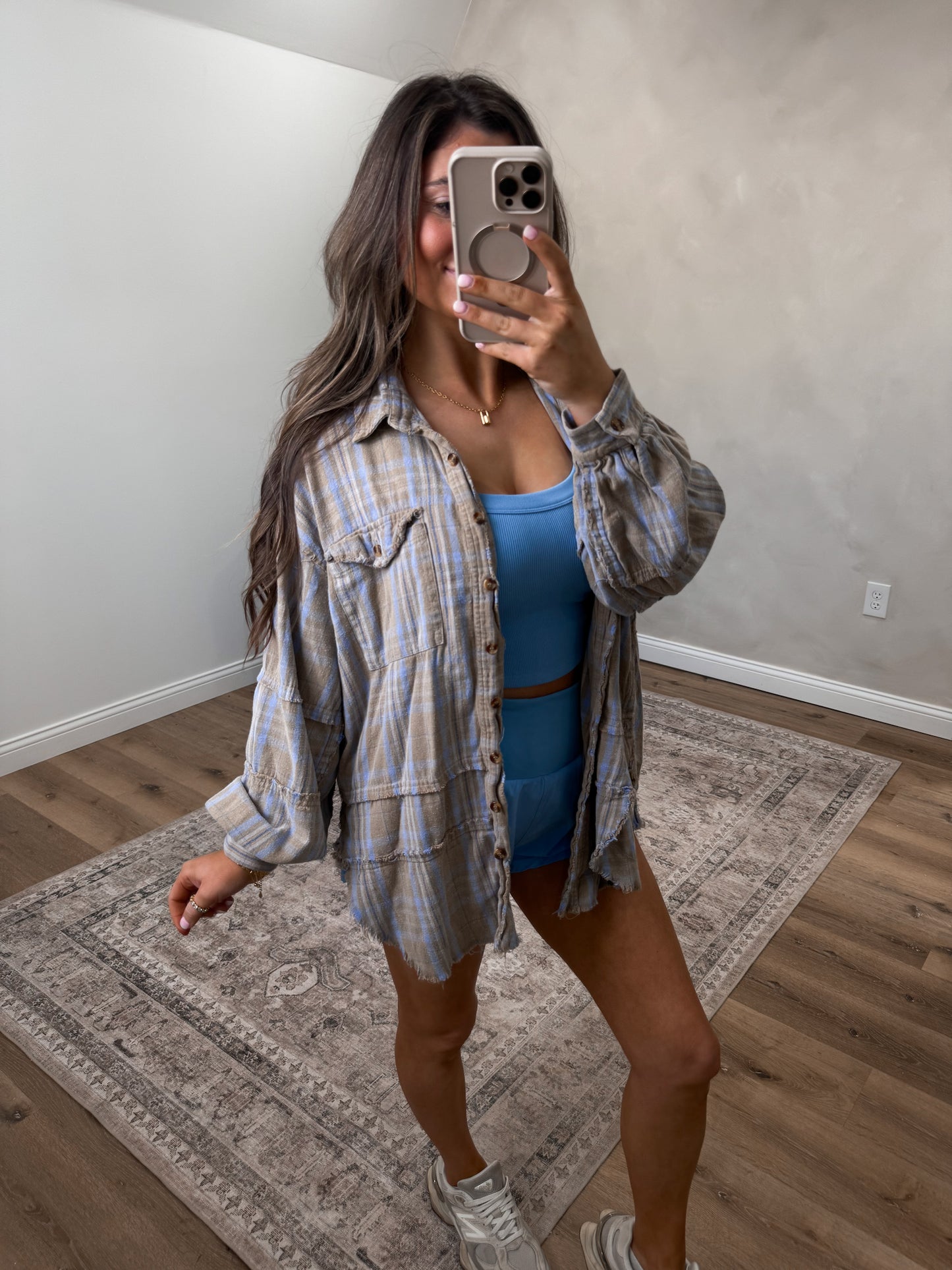 Wavelyn Washed Flannel- Sage Grey/Peri Blue