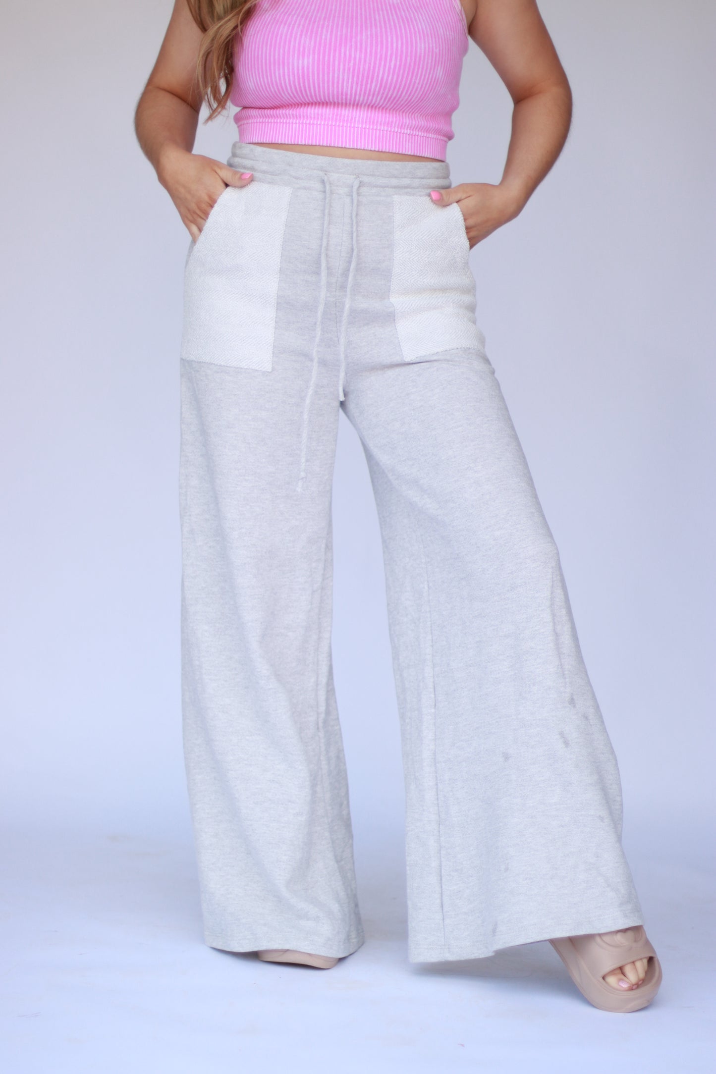 Morgan Wide Leg Lounge Pants- Grey **LIGHTLY LOVED**