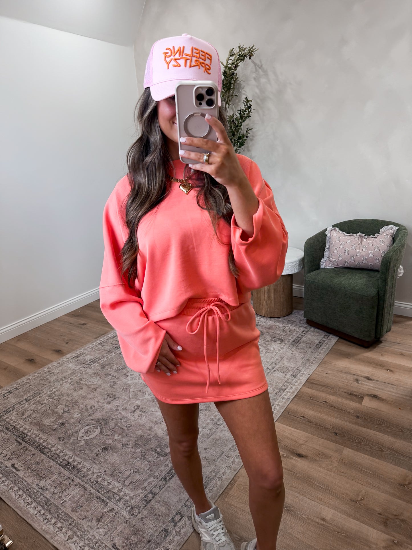 Sunburst Scuba Skort Set - coral