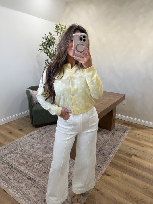 Callie Polka Dot Cardigan - butter