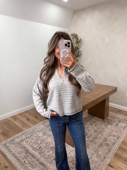 Essential notched Long Sleeve - mocha