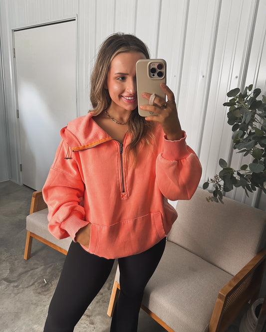 Lenze Zip Up Hoodie - Coral