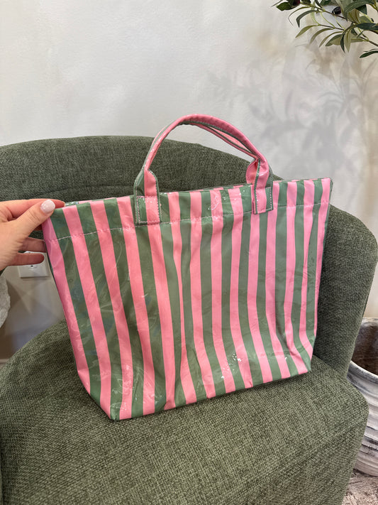 Neon Pop Carryall Striped Tote Bag - pink/green