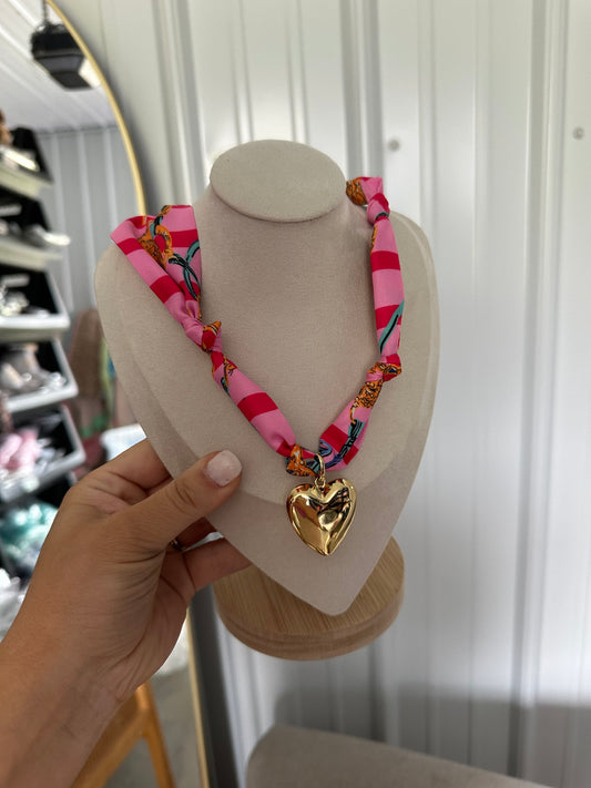 Ribbon Heart Necklace- 2 colors