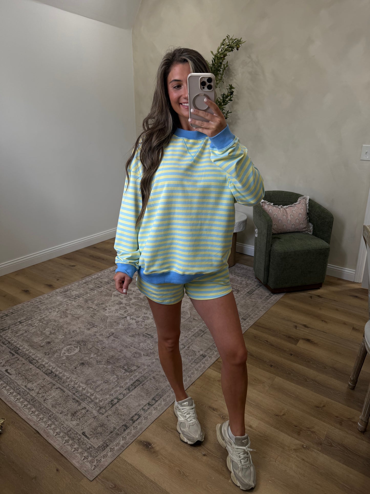 Sunshine & Stripes Shorts Set - yellow/blue
