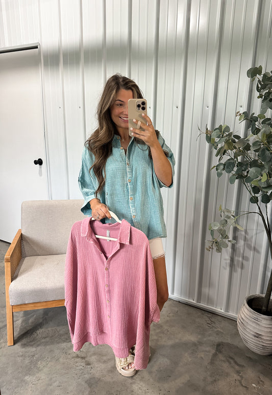 Beachy Gauze Button Up - 2 colors