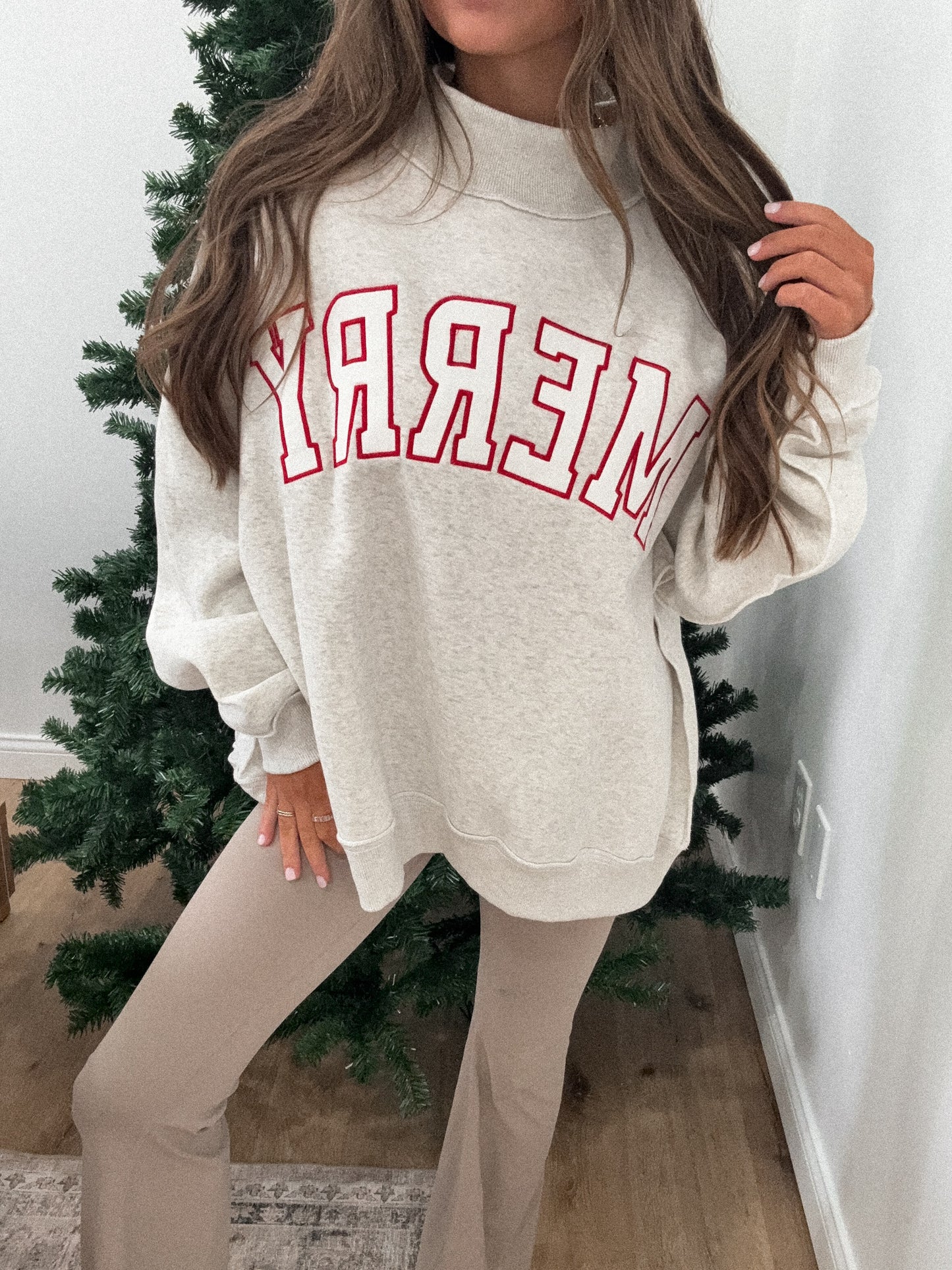 Merry Mockneck Pullover- Grey