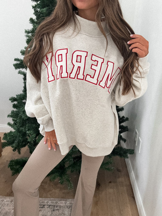 Merry Mockneck Pullover- Grey