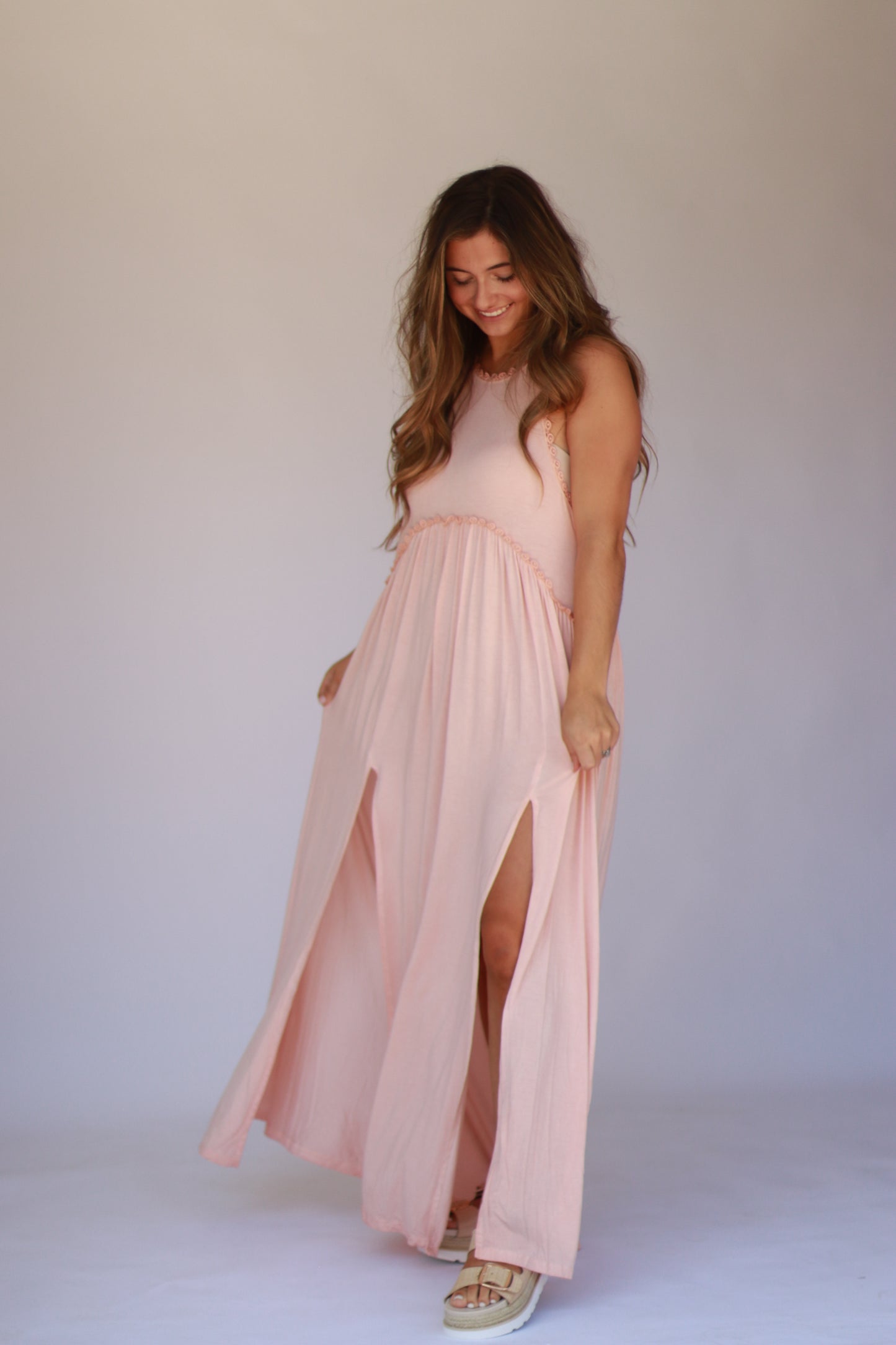 Date Night Knit Maxi - Blush *LIGHTLY LOVED*