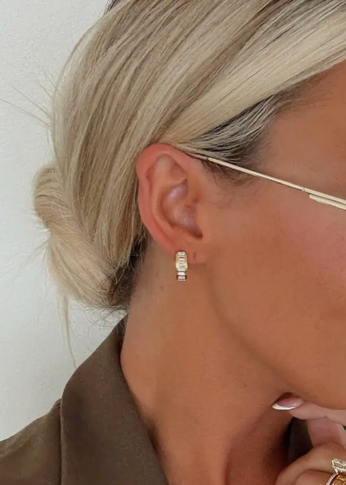 Waterproof rhinestone hoop Earrings