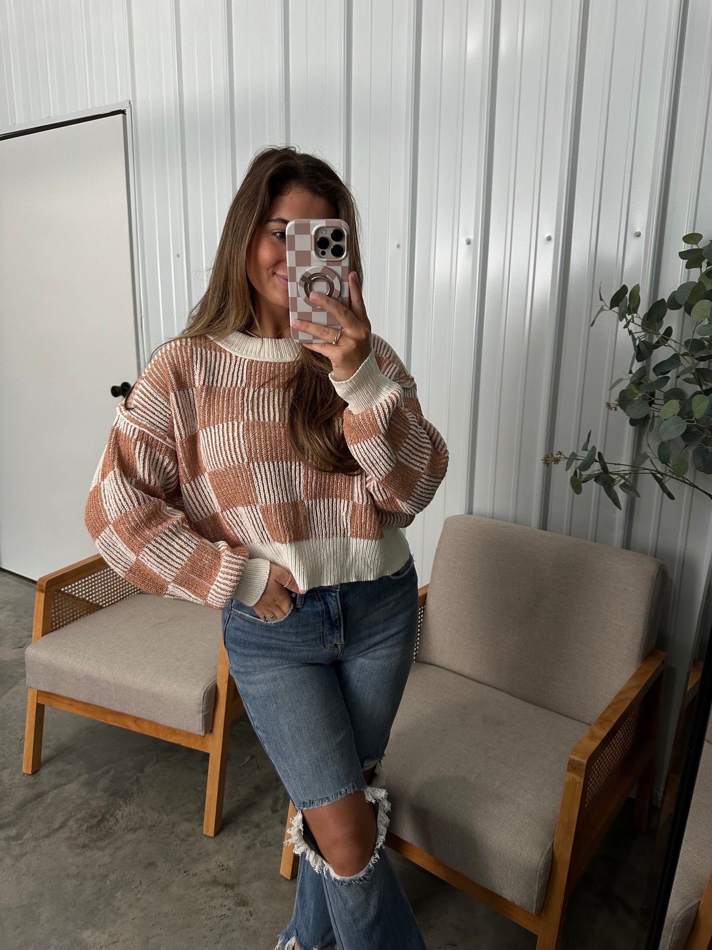 Neutral Check babysoft sweater