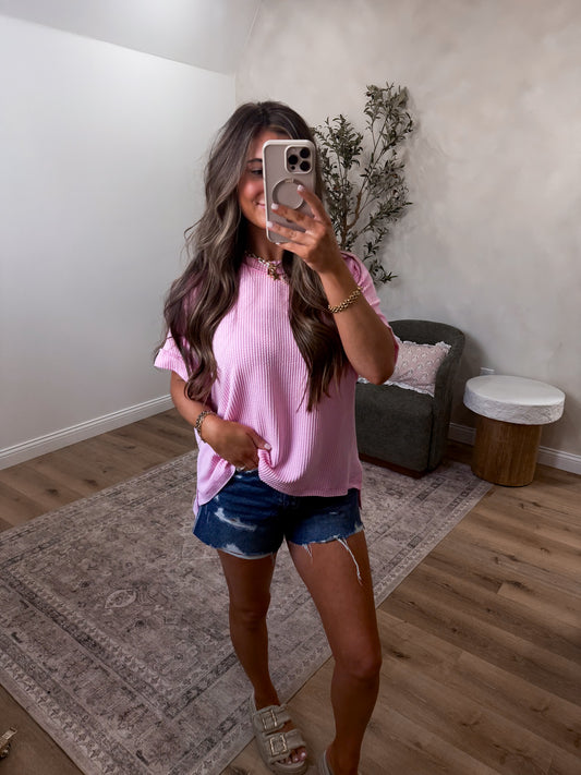 Comfort stretch Ribbed Tee - pink