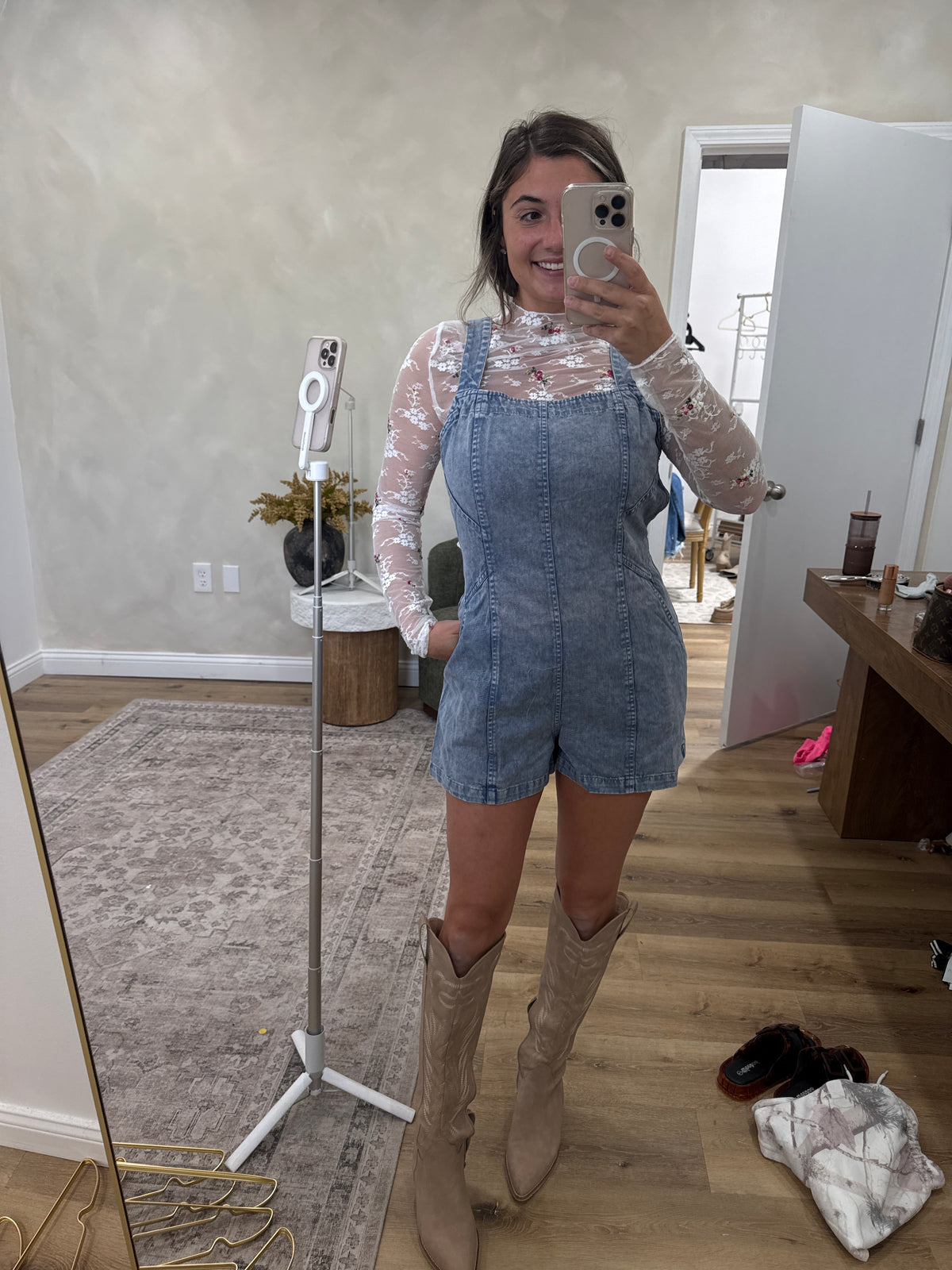 Denim tie romper UNRELEASED