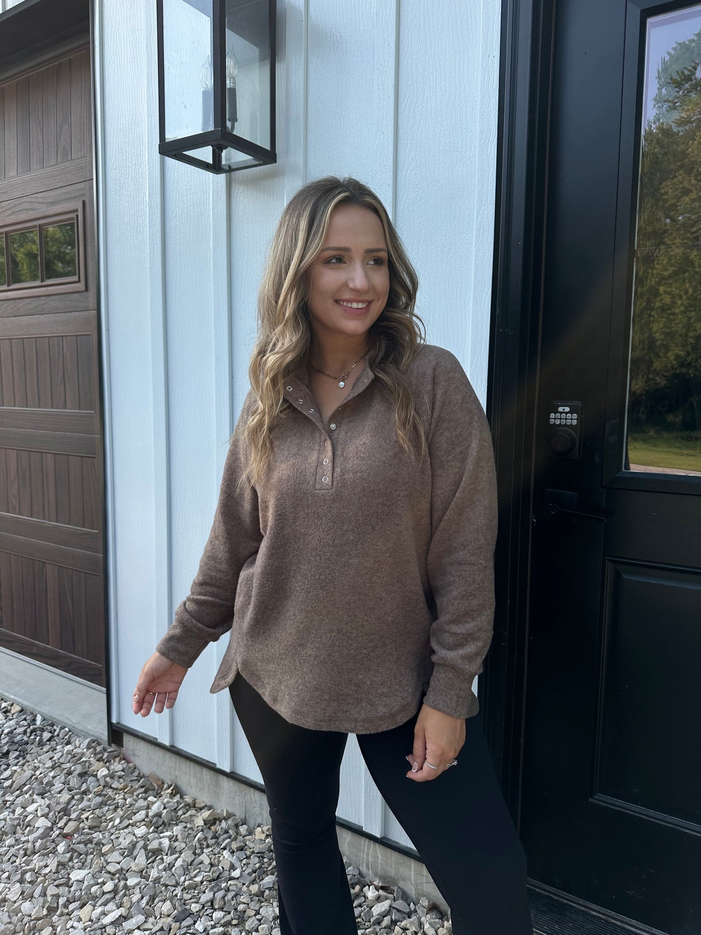 Ultrasoft Henley Pullover - Mocha