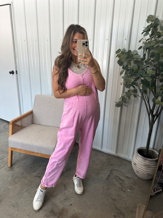 Staple mineral wash jumpsuit - Candy Pink