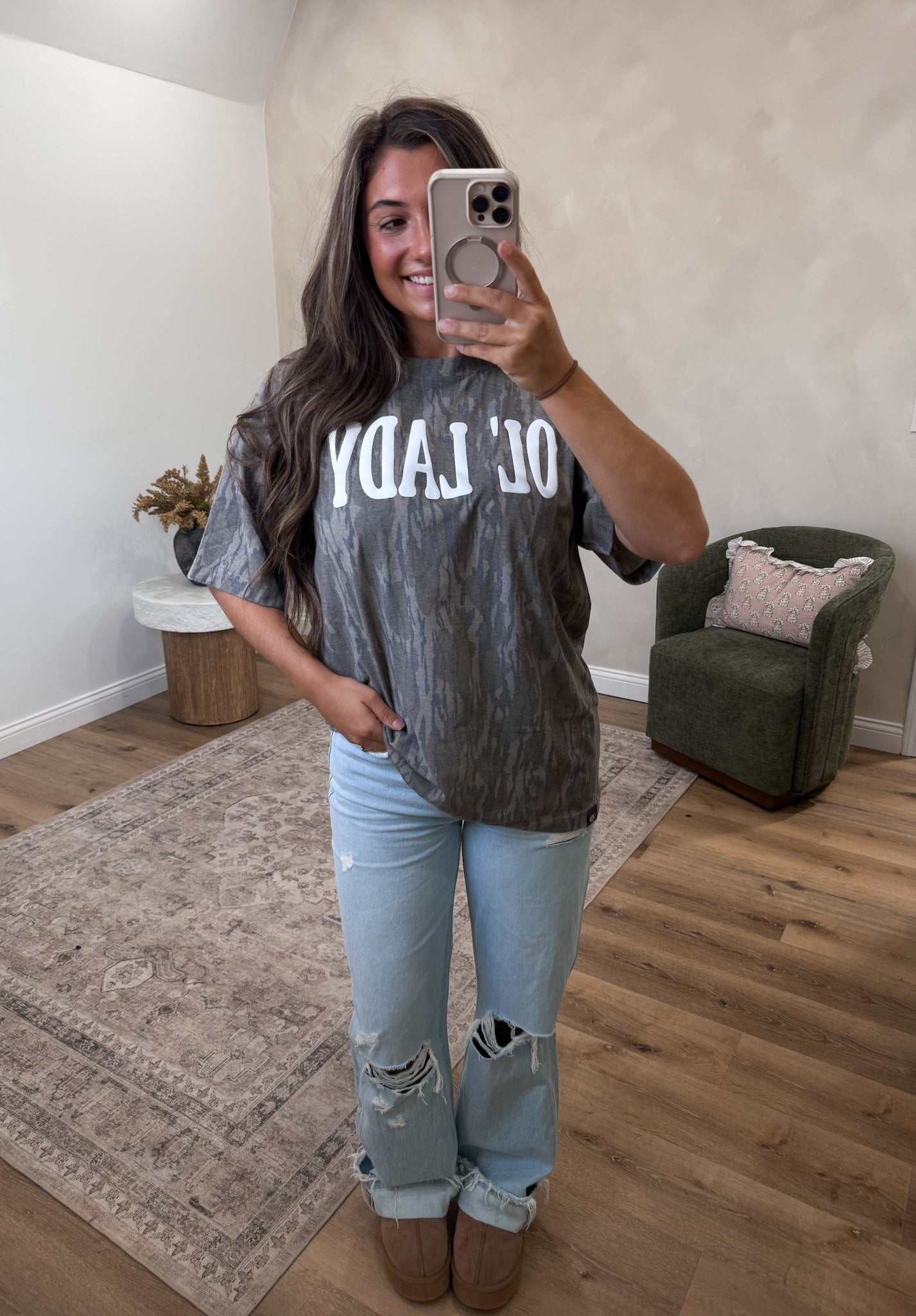 OL' LADY Bottomland Camo Tee - white