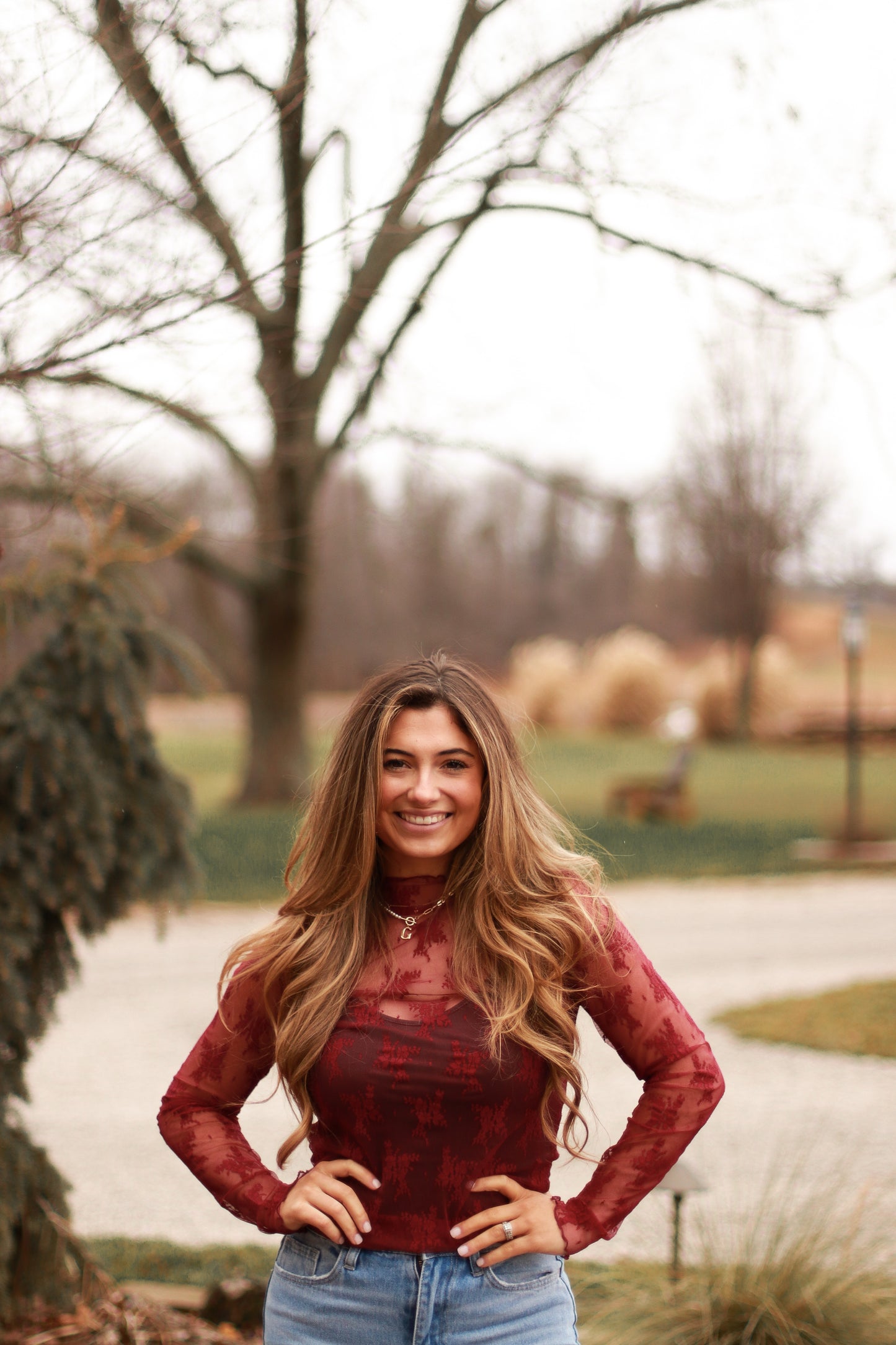 Michaella Lace Top- Cabernet