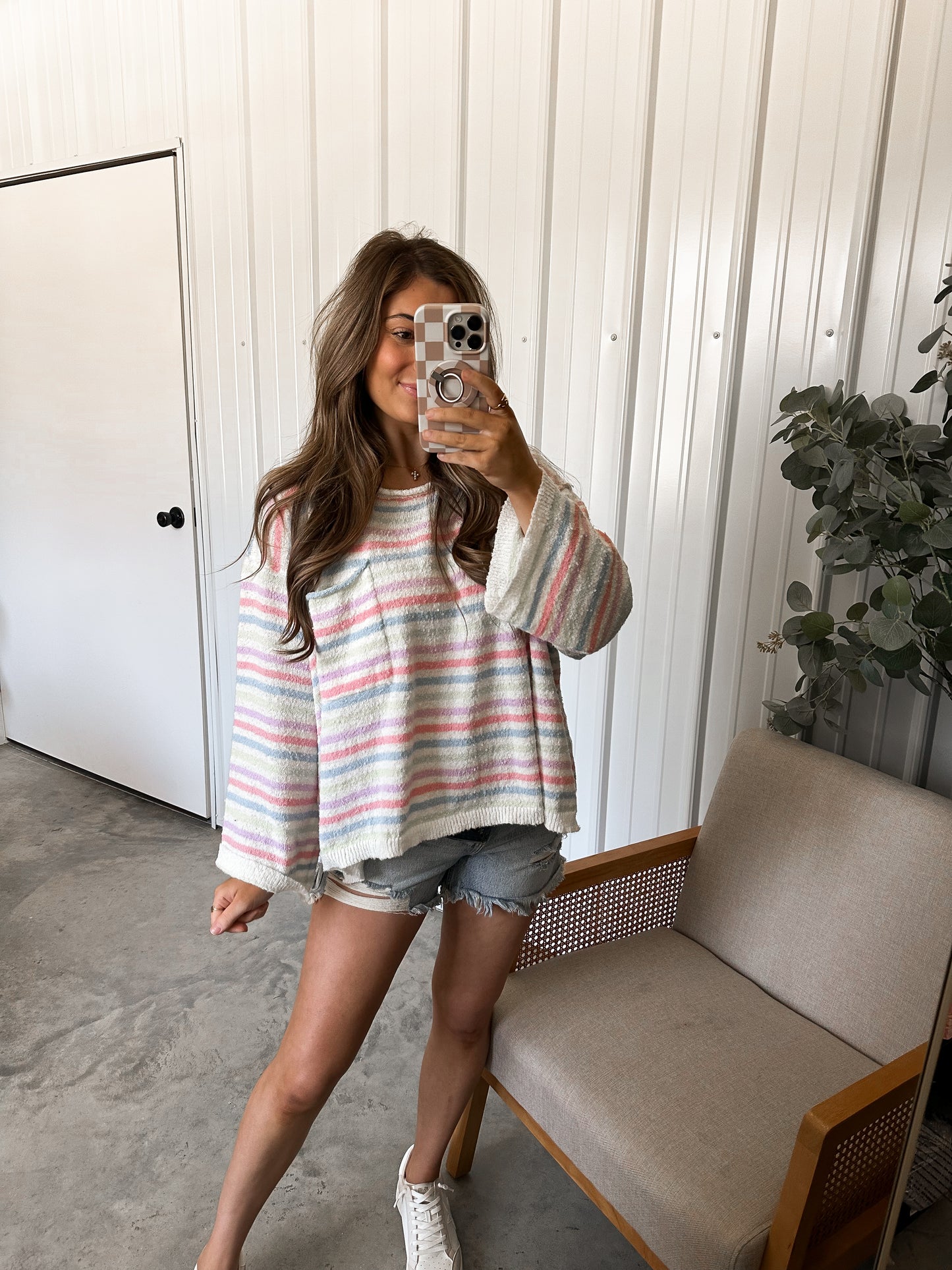 Pastel striped lightweight sweater