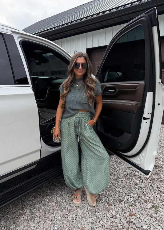Mystic Printed Joggers - teal