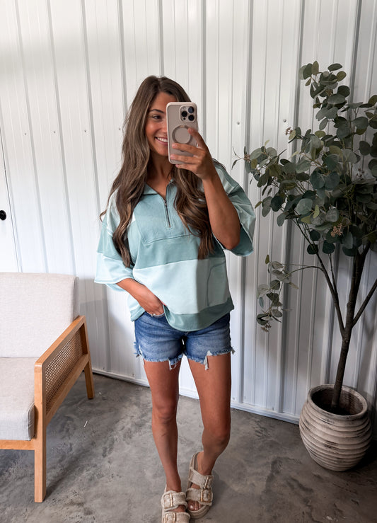 Jayden Colorblock Pullover- Teal