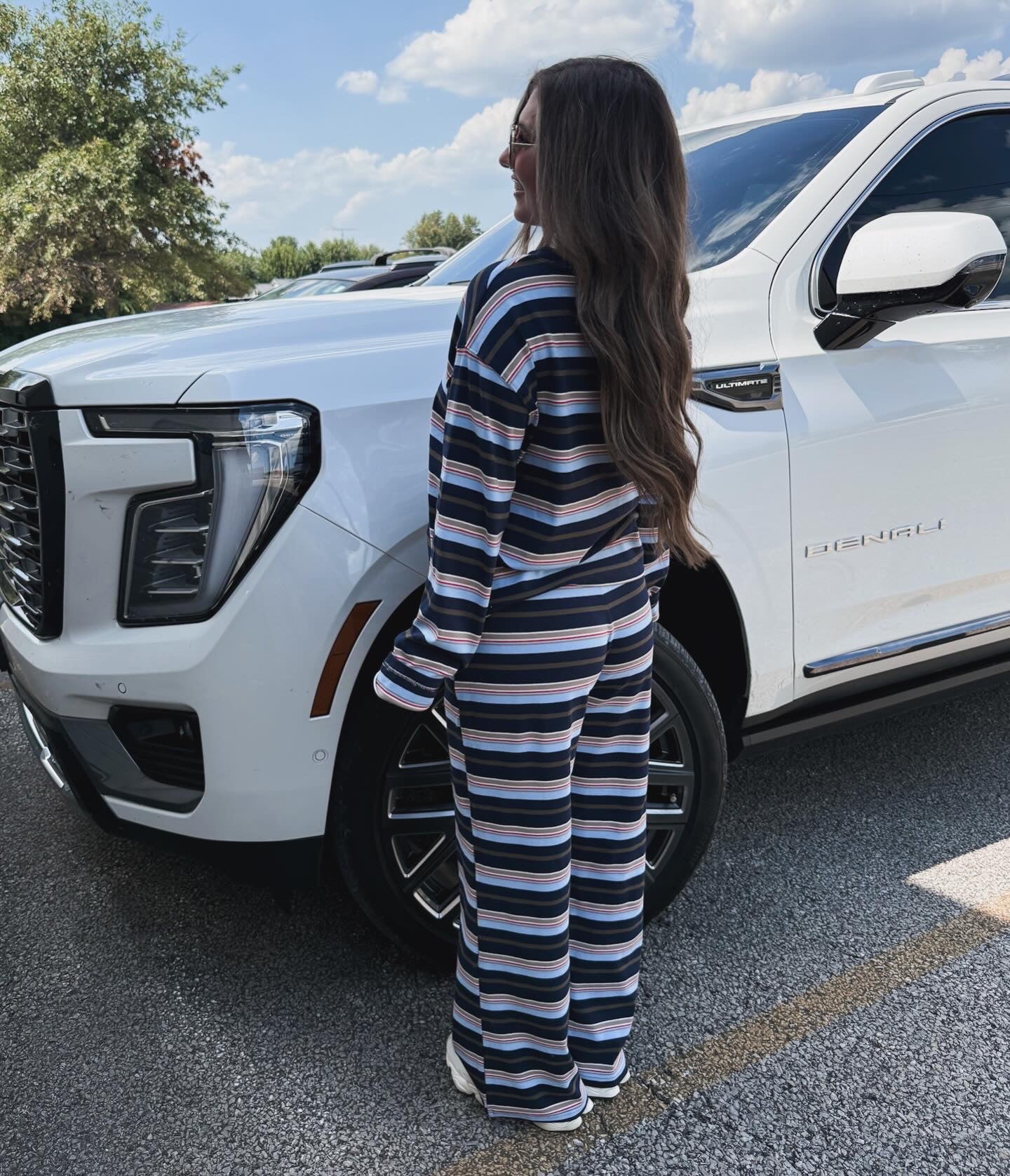 Skylar Striped Lounge Set - navy combo