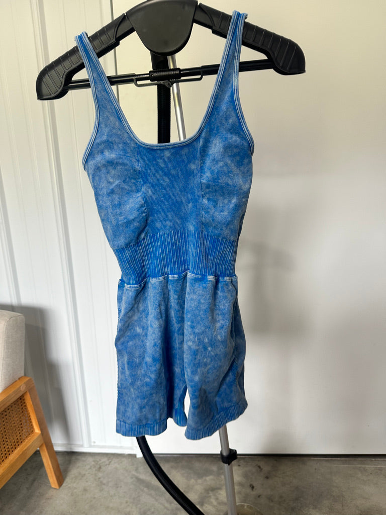 Hot Shot Washed Romper - Blue ** LIGHTLY LOVED**