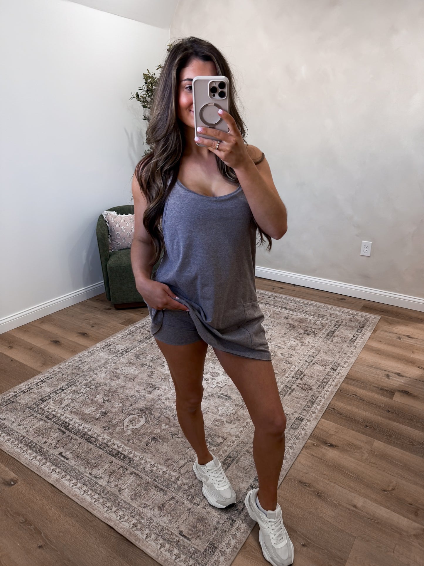 Flex & Flow Mini Dress with Built-in Romper - mocha