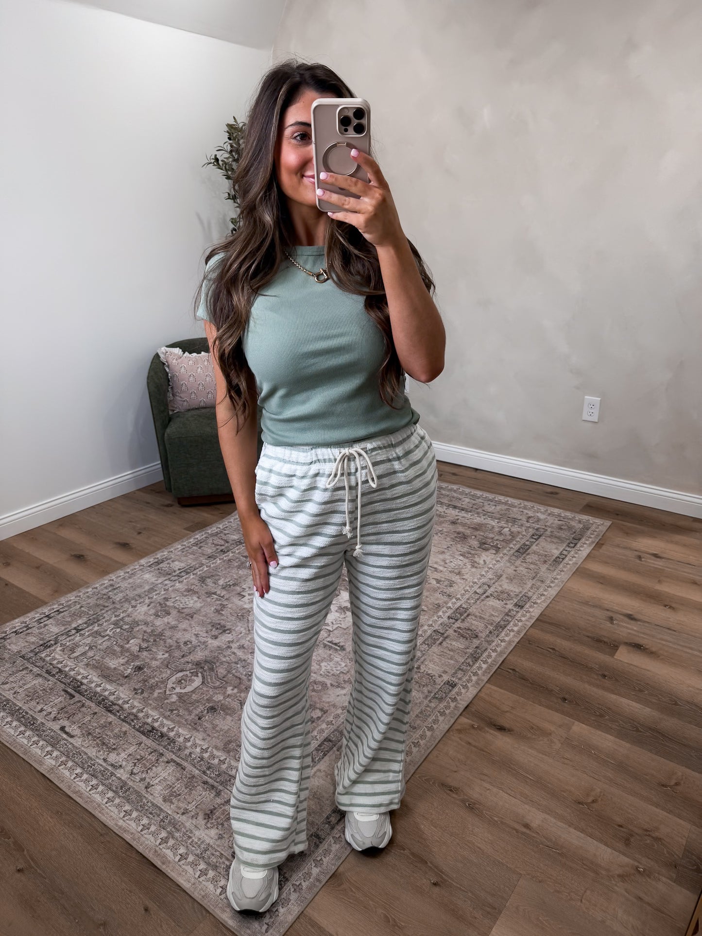 The Brenley Basic Ribbed Tee - sage green