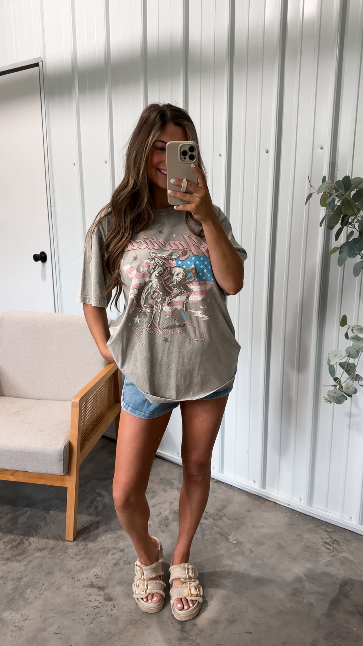 American Cowboy Vintage Graphic Tee- Mocha