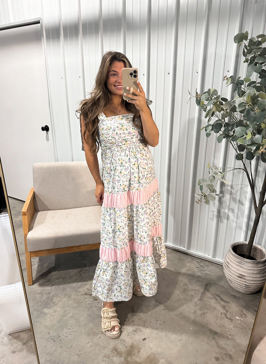 Pastel Pop Ditsy Floral Midi Dress