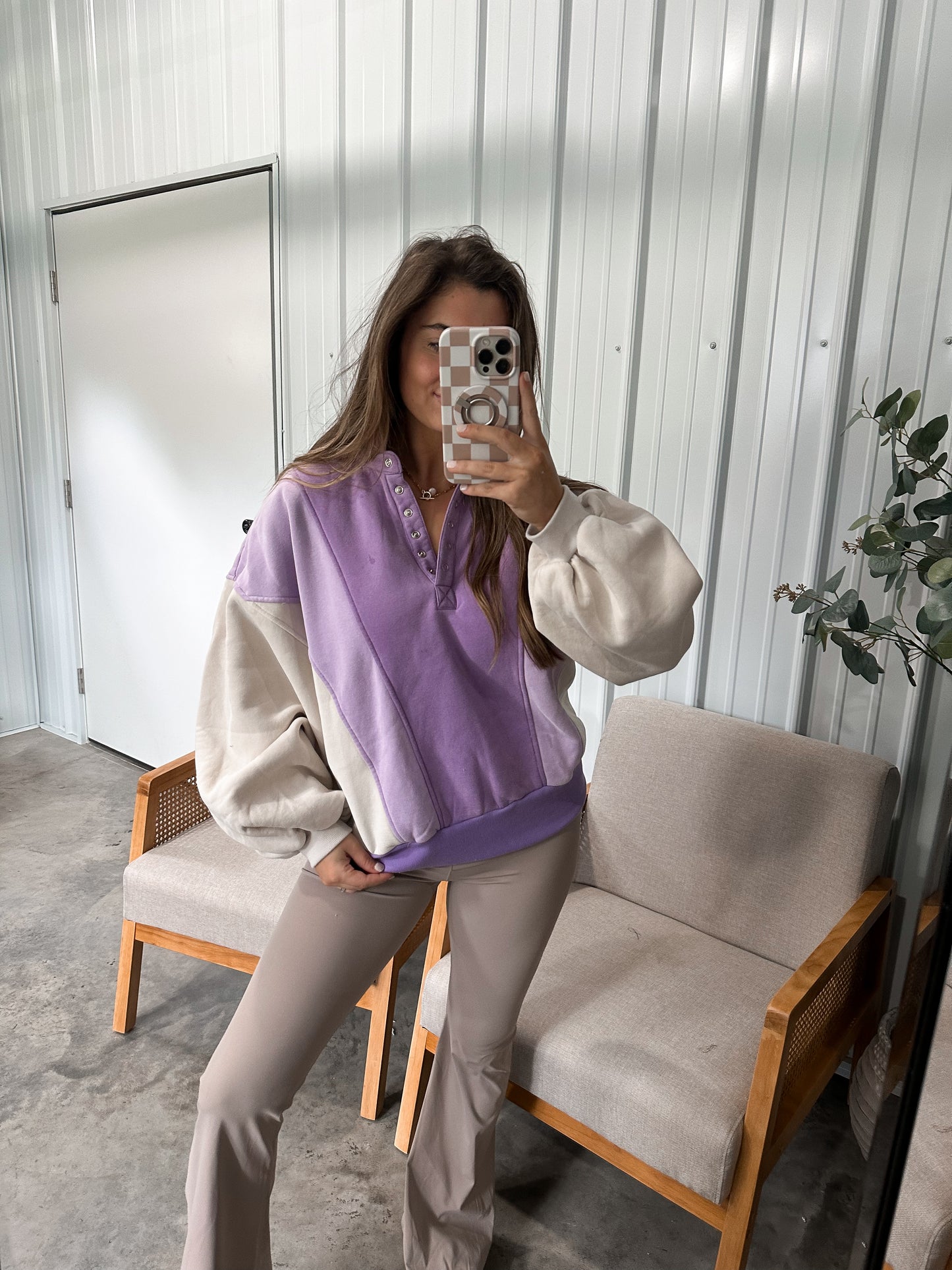 Luxe Piper Pullover - Lavender Colorblock