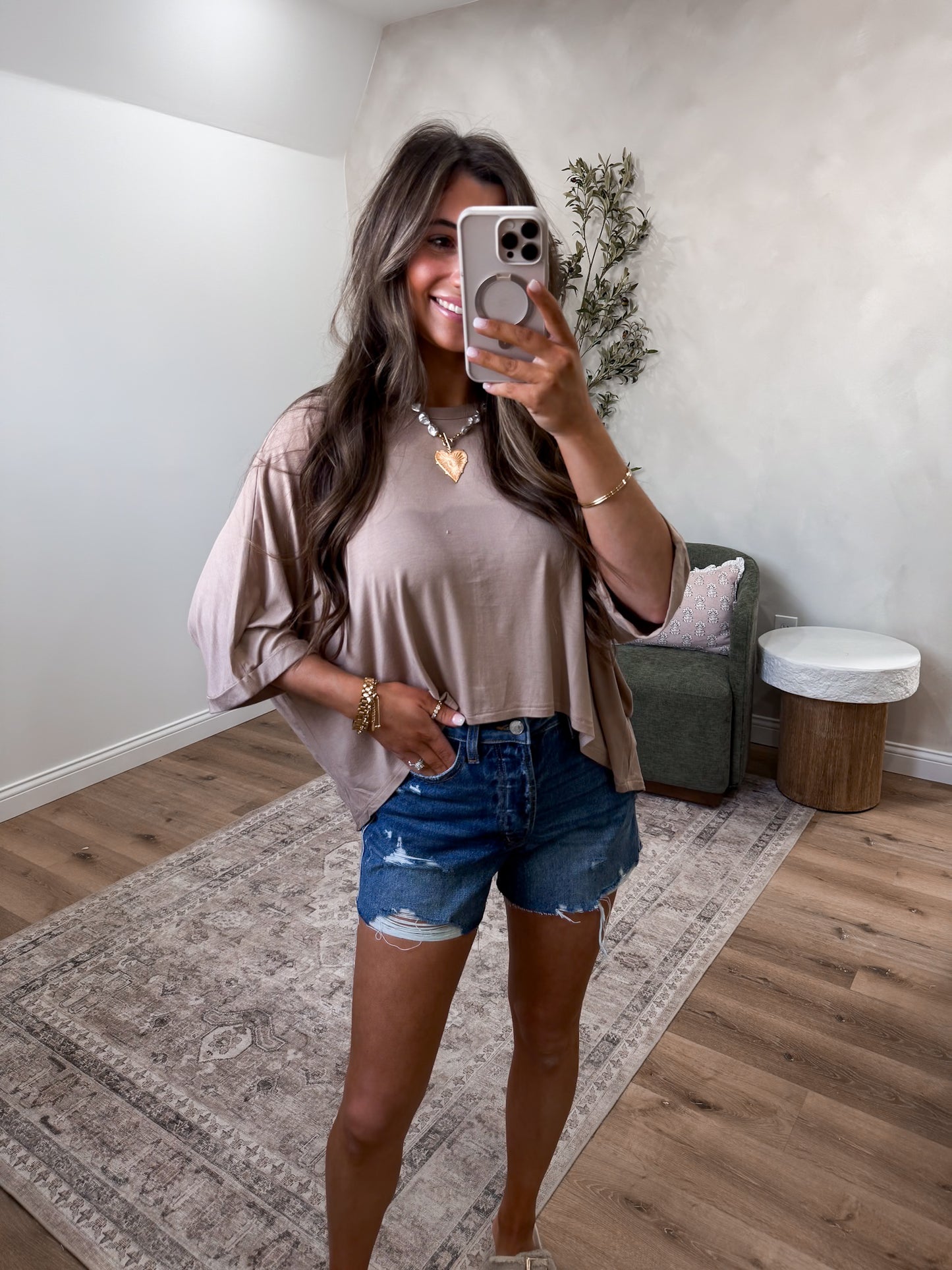 Elaine Relaxed Batwing Top - nude