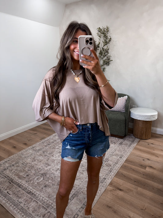 Elaine Relaxed Batwing Top - nude