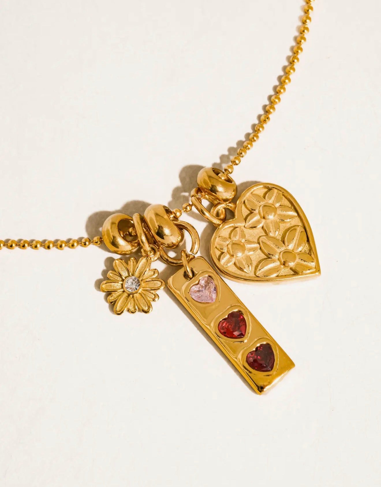 Evarose Floral Heart Charm Necklace - waterproof